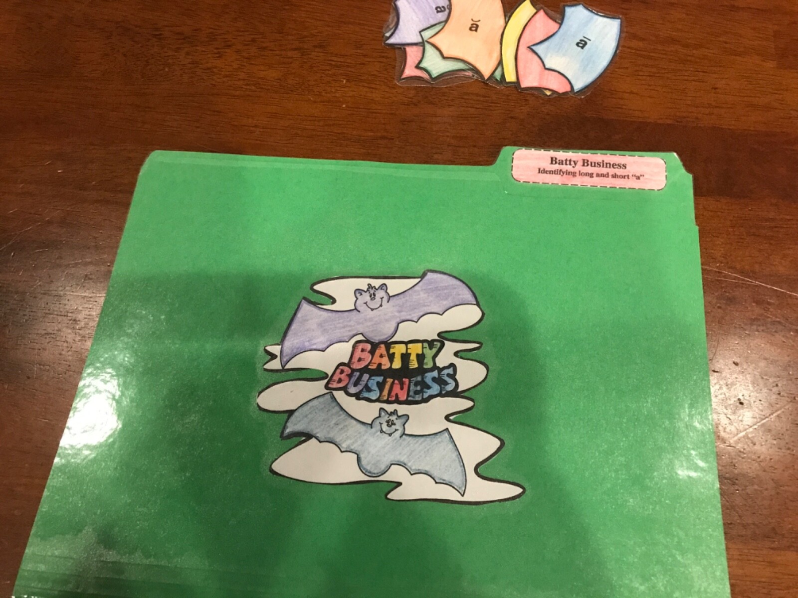 Batty Business! Long Short “a” sounds 1st grade language arts file folder game