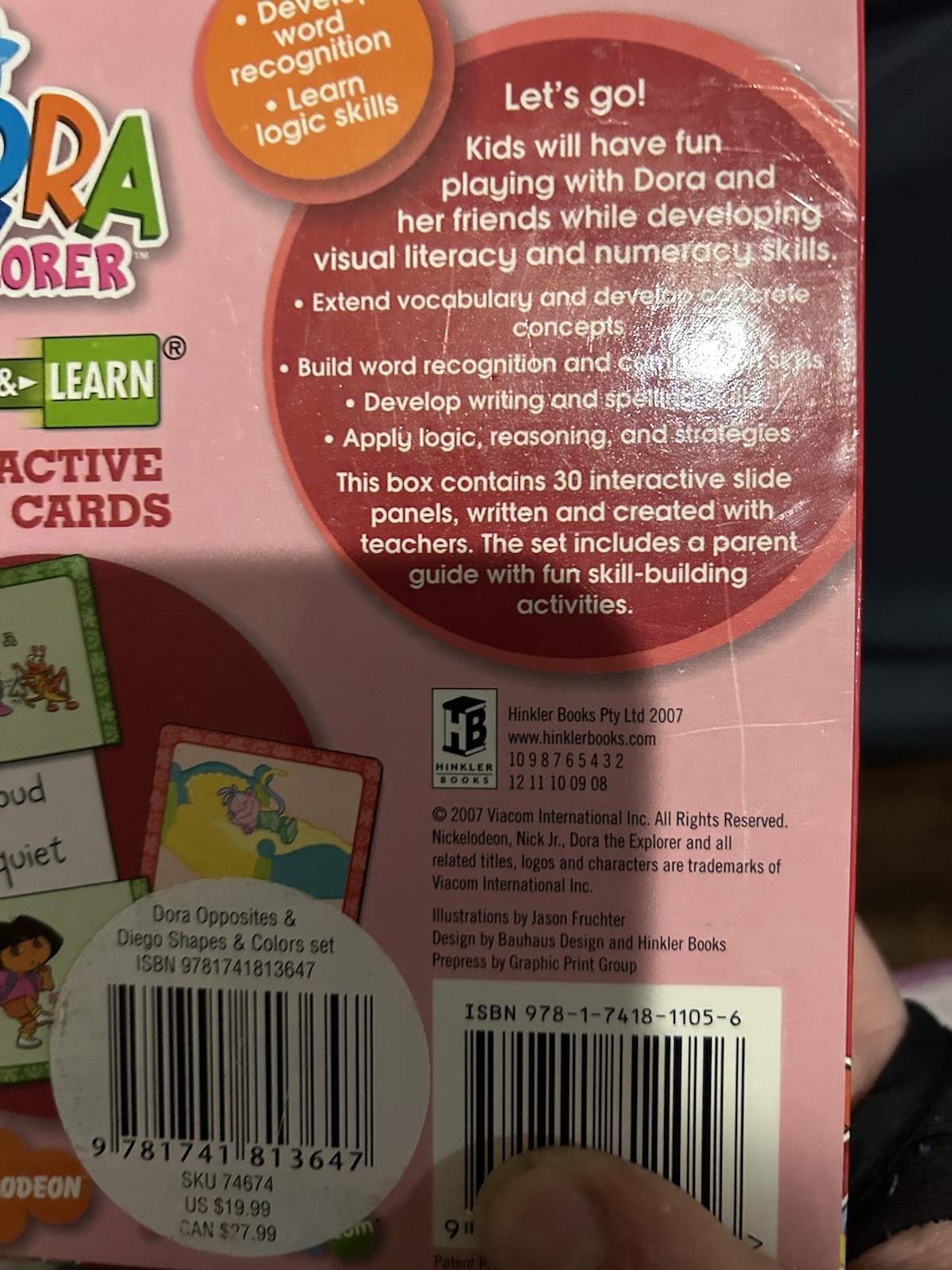 Y2K Dora the Explorer Opposites Flash Cards