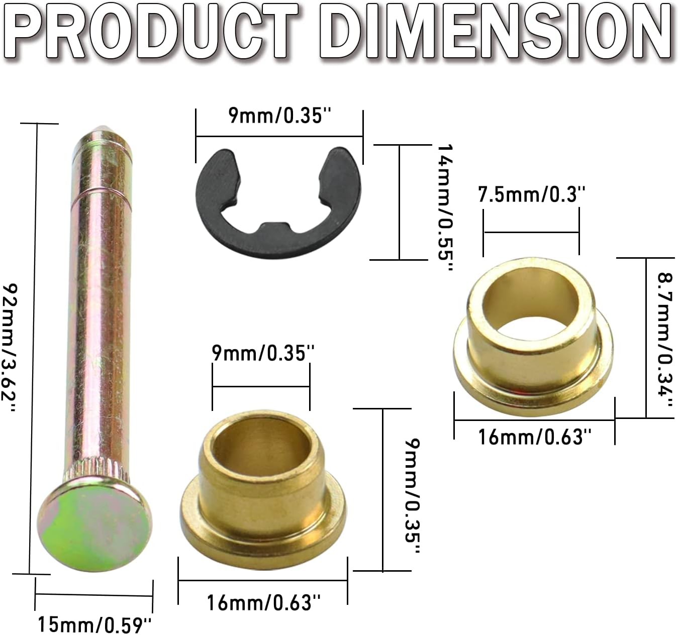 Door Hinge Pins Bushings Kit Compatible with Ford F150 F250 F350 Bronco F100