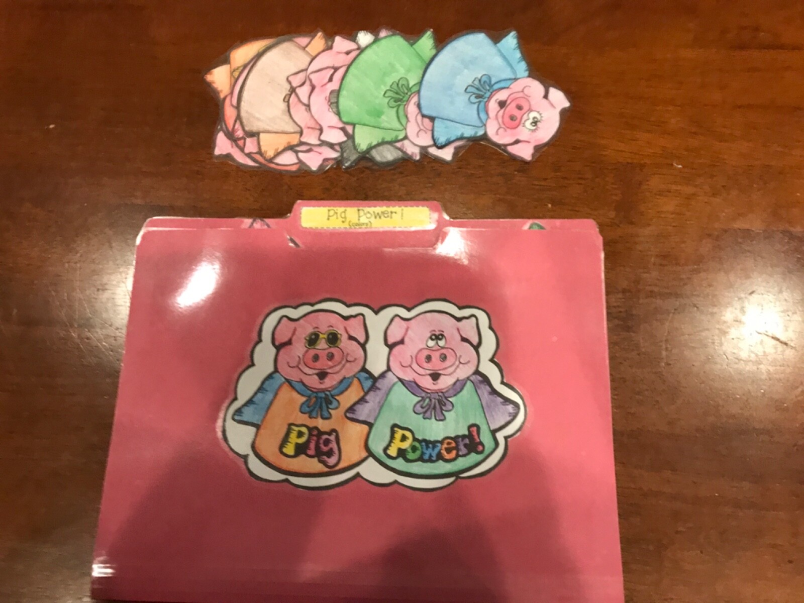 Pig Power! Color words Grade K math file folder game teacher
