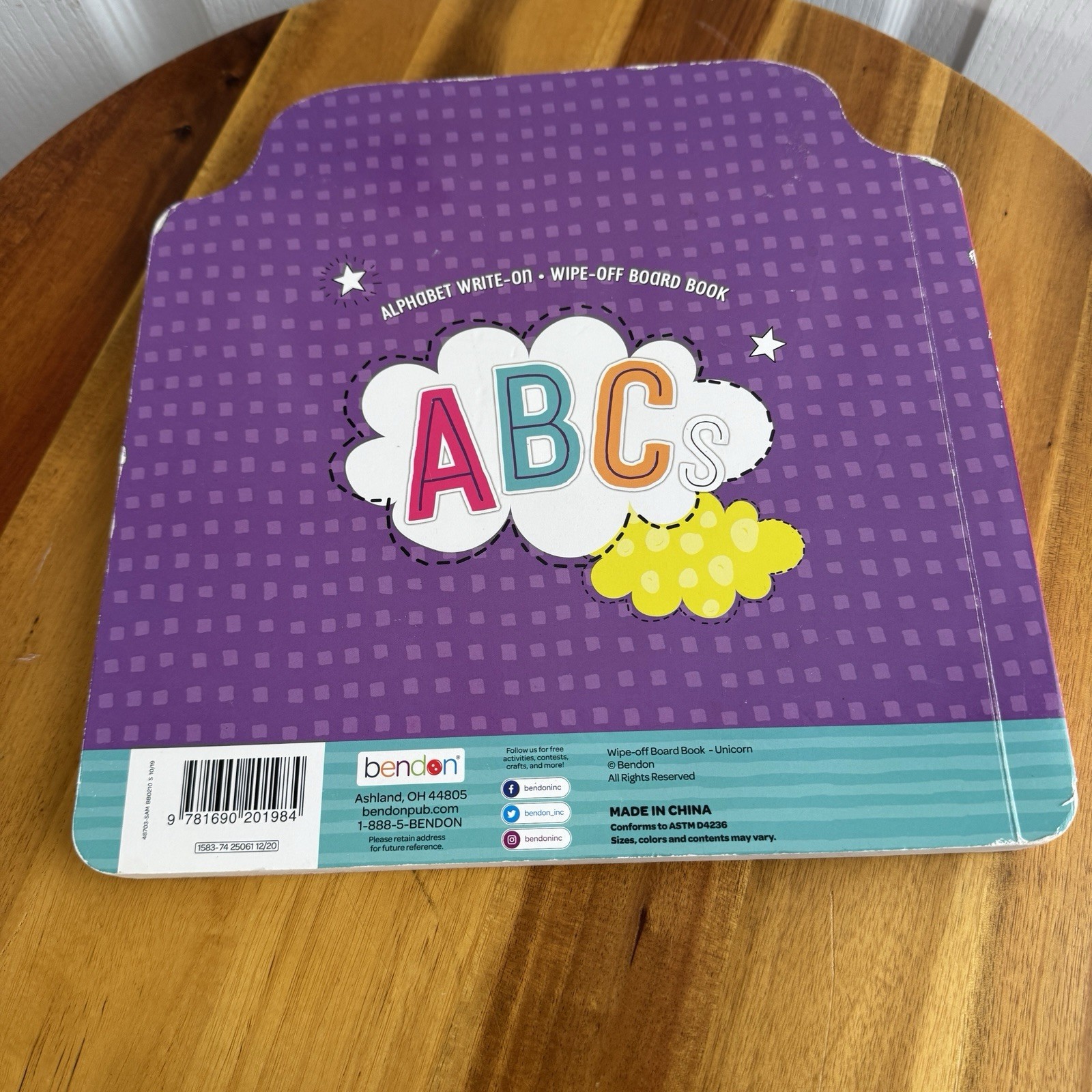 Bendon Wipe-off Board ABC Unicorn Homeschool Kids Learning Book