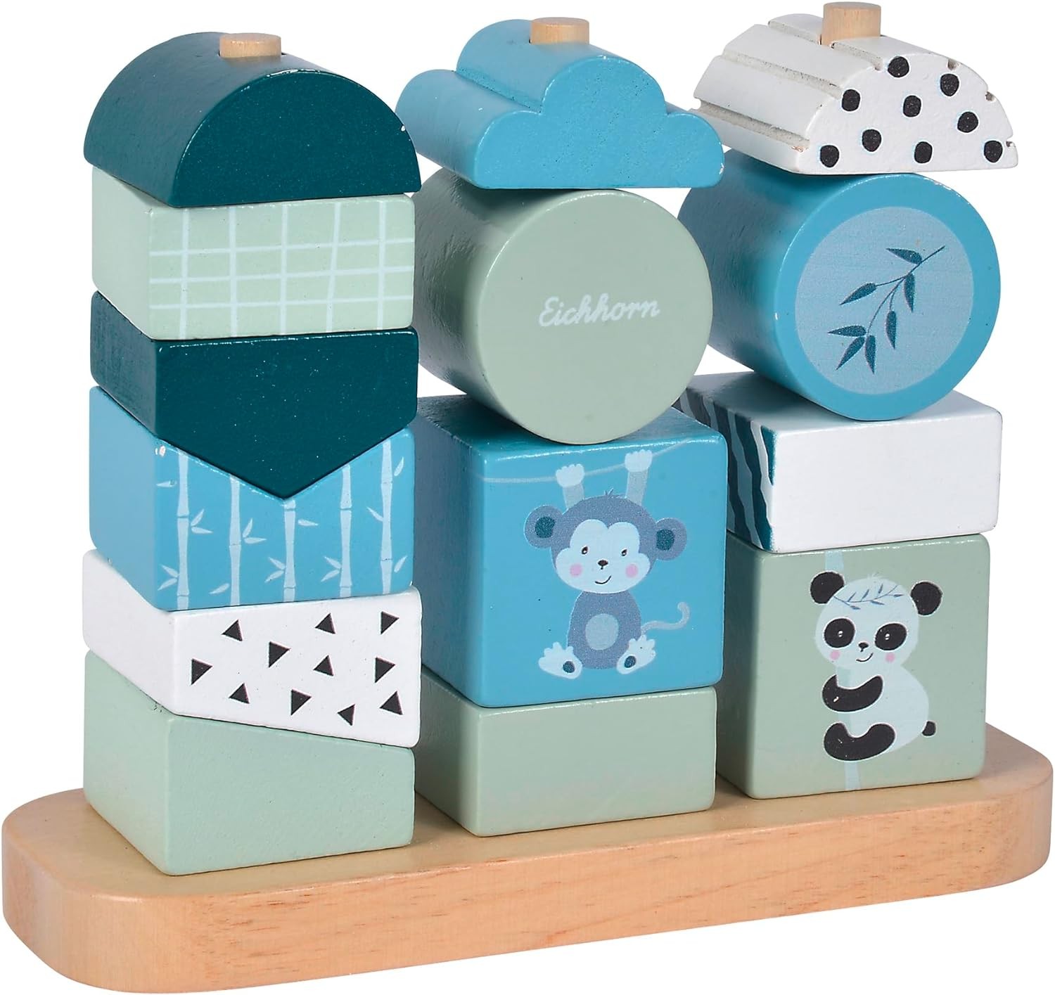 Eichhorn – Panda plug-in game with 14 building blocks to promote hand-eye coordi