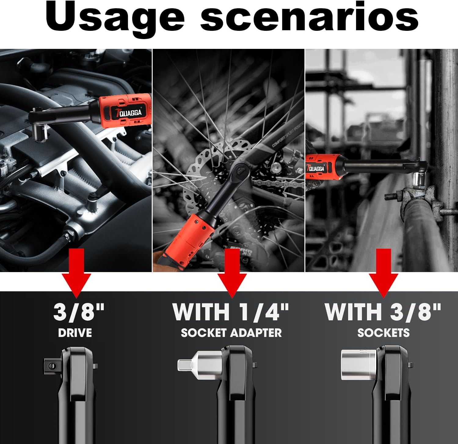 3/8″ Cordless Electric Ratchet Wrench Set, 18V Power Ratchet Tool Kit