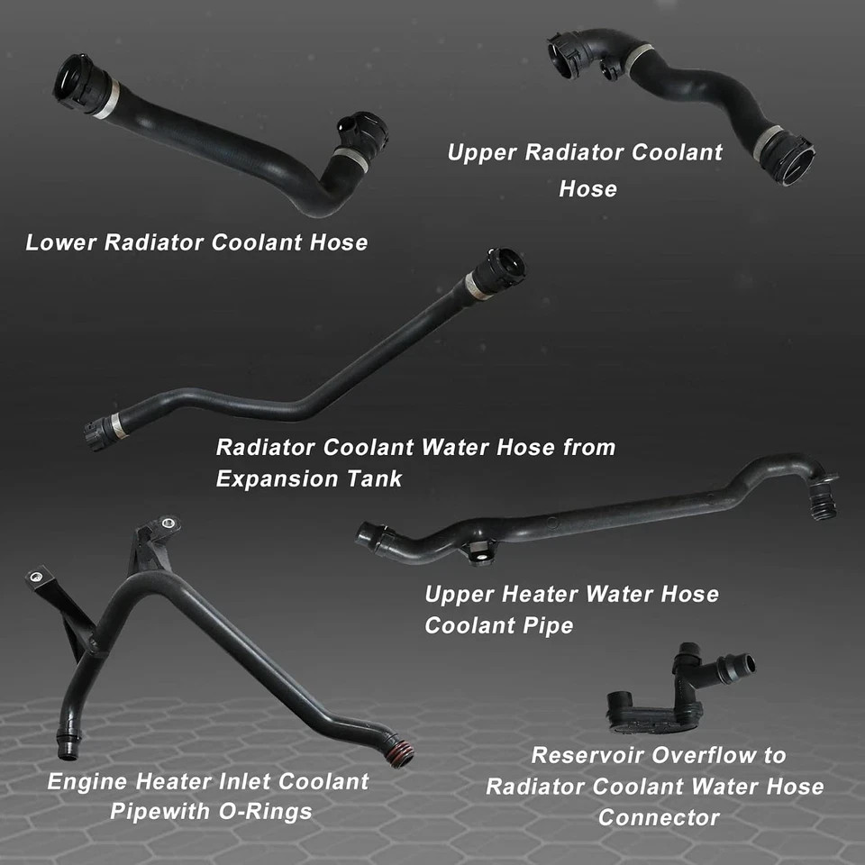 FZJDSD 7Pcs Set Expansion Tank Coolant Radiator Hose Kit Compatible with BMW