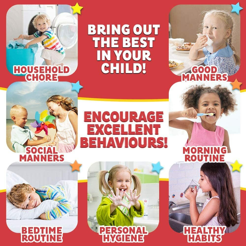 Behavior Chore Reward Star Chart with Magnetic Stickers for Toddler Training