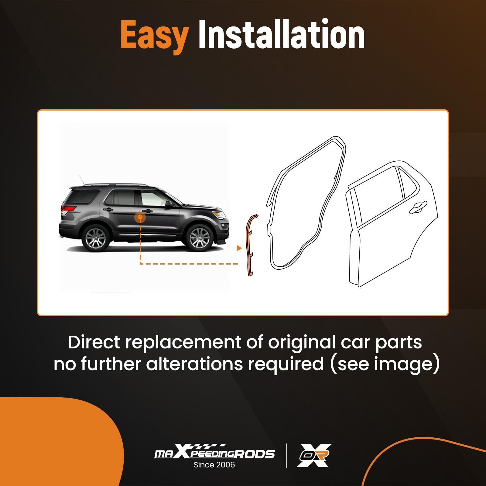 maXpeedingrods 2pcs Rear Door Weatherstrip Seal Left & Right for Ford Black