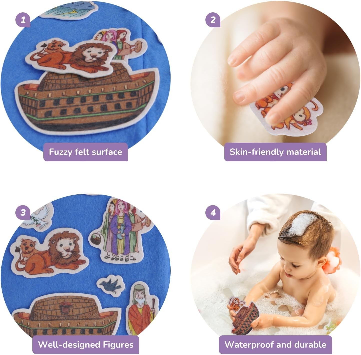 CHEFAN 12 Pack Felt Board Bible Animal Stories Set Flannel PreSchool Activities