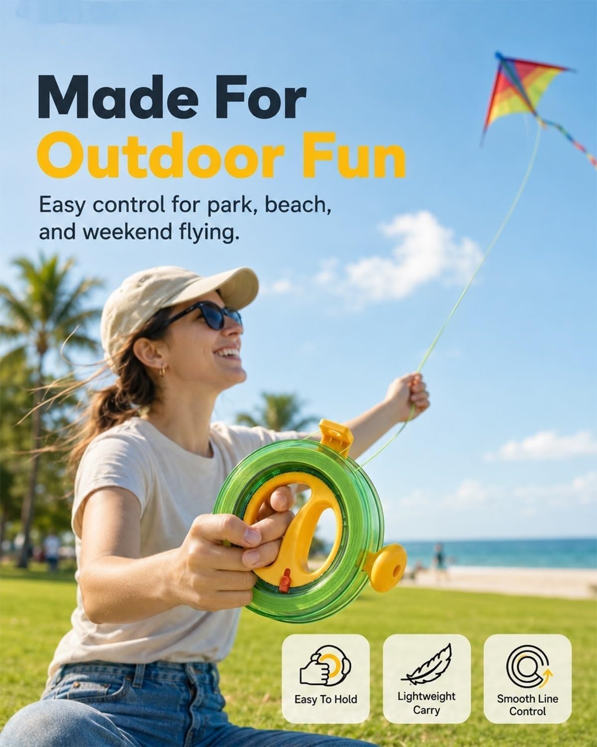 Ergonomic Kite Line Winder with Lock Reel Grips String Winding Tool