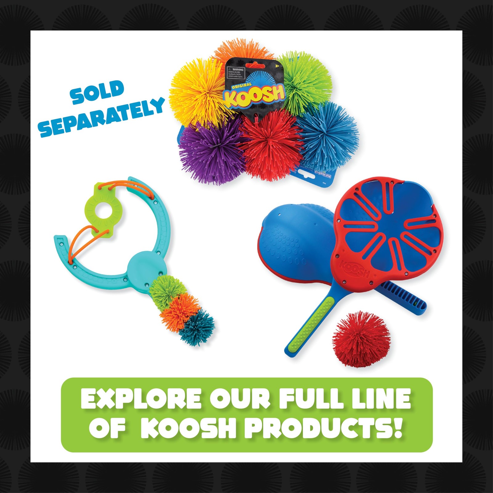 Koosh Double Paddle Playset — Paddles and Ball for Added 0, Green Gray