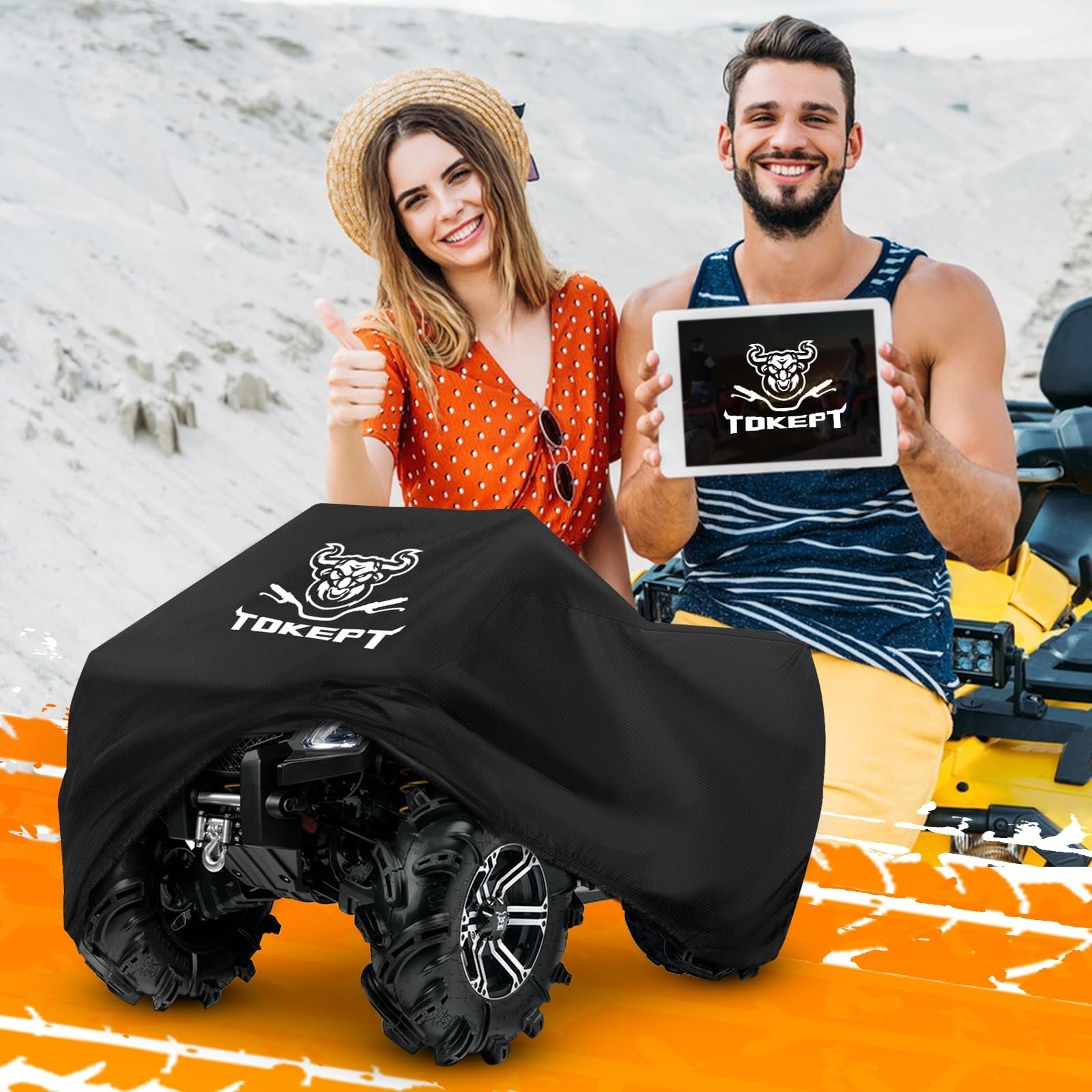 ATV Cover, Heavy Duty Black Waterproof Oxford Fabric Protective 4 Wheeler Qua…