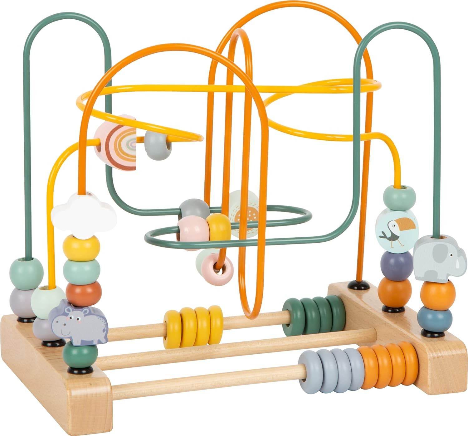 Small Foot 11956 Safari Wooden Motor Skills Toy for Children with 3 Metal Bows f