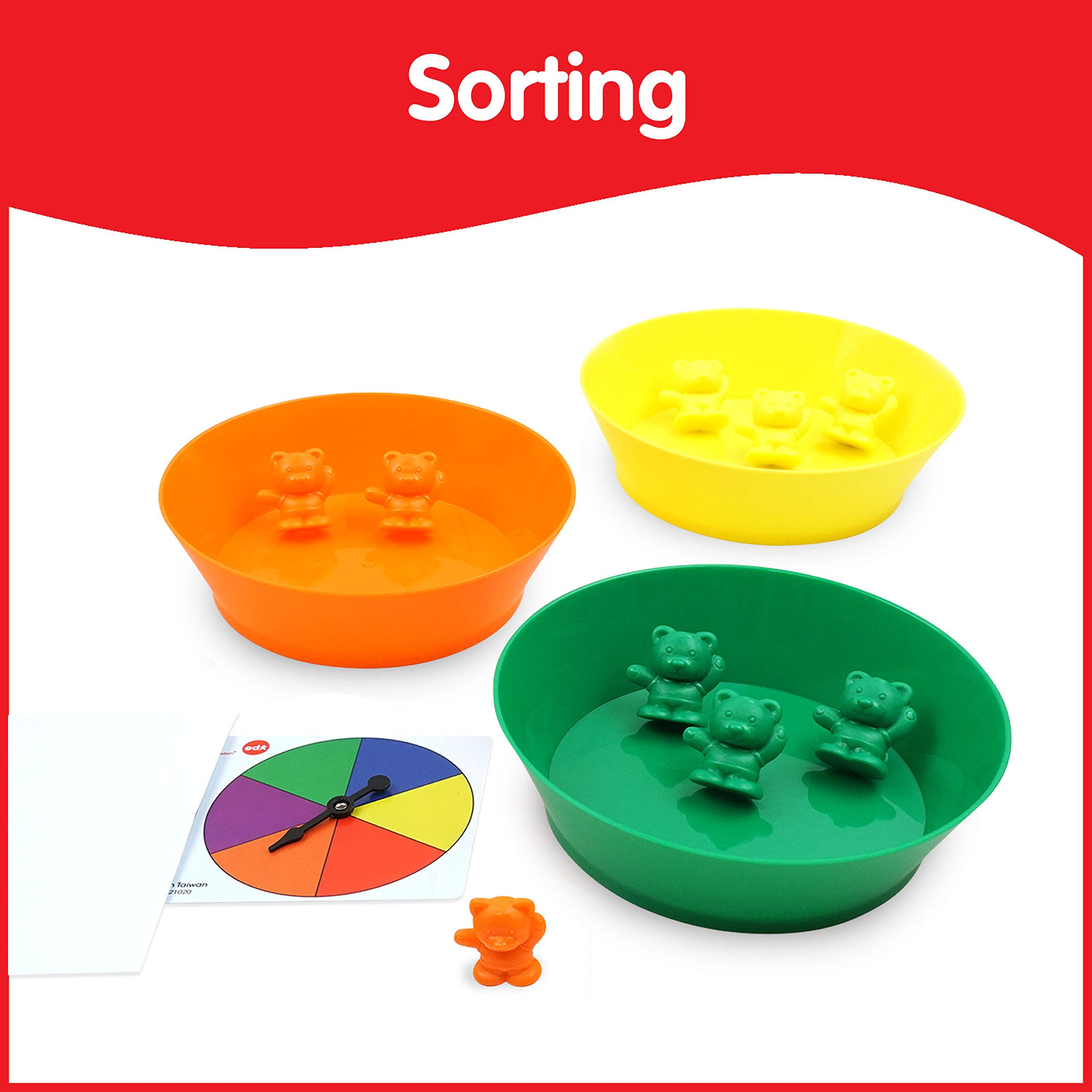 Colorful Counting Bears Sorting Set with Bowls and Spinners Educational Toy