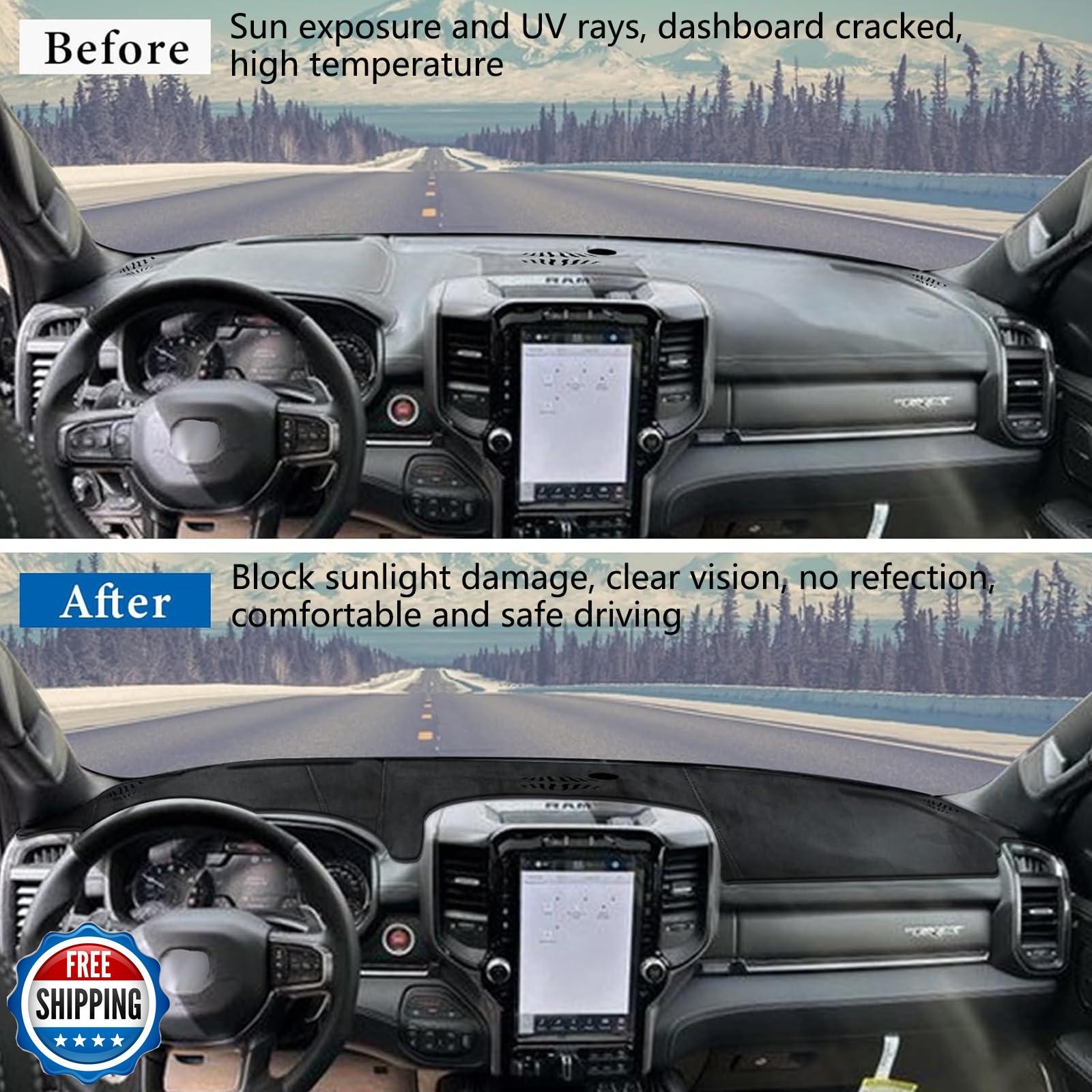 DWKJMYCP Flannel Dashboard Cover Dash Cover Mat Compatible with Dodge Ram 150