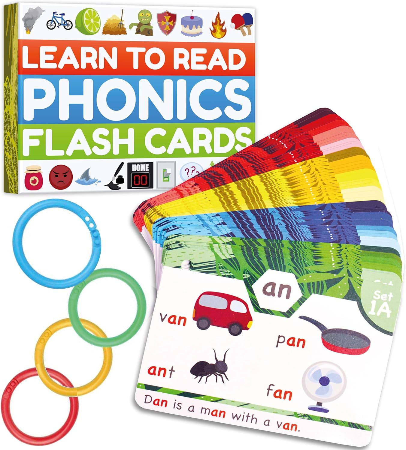 Phonics Flash Cards – Learn to Read in 20 Stages – Digraphs CVC Blends Long Vowe