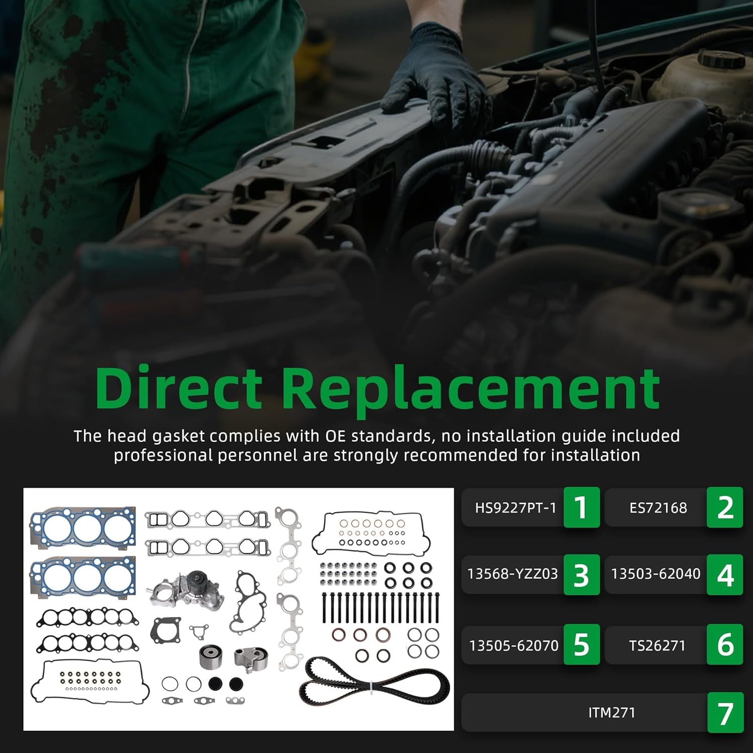 MLS Head Gasket Bolt Set+Engine Timing Belt Kit with New Water Pump for Toyota