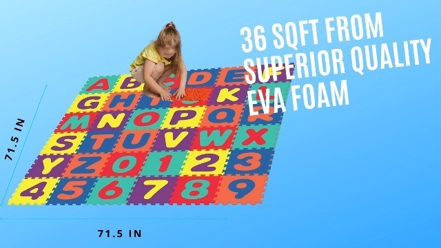 Large Alphabet Play Mat for Baby & Toddler – 60 Interlocking EVA Tiles, 36 SqFt