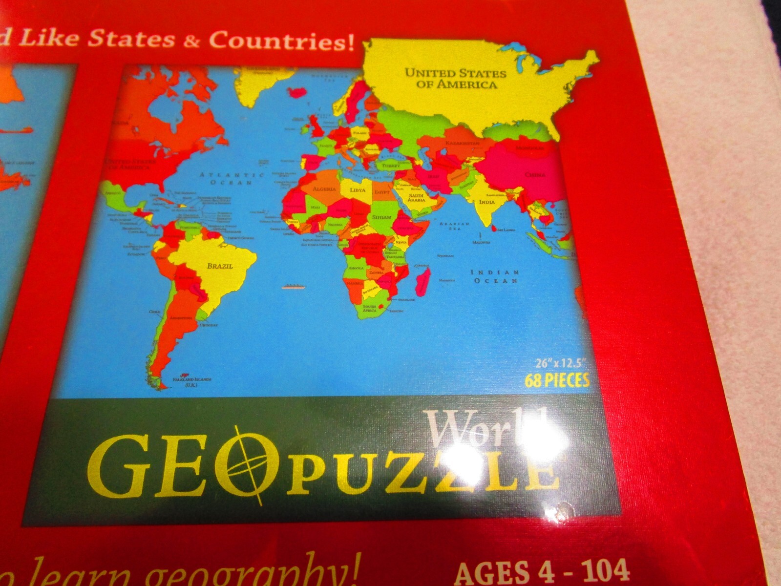 Geo Puzzle 2-In-1 Pack: Pieces Shaped Like States & Countries (2011, GEOtoys)