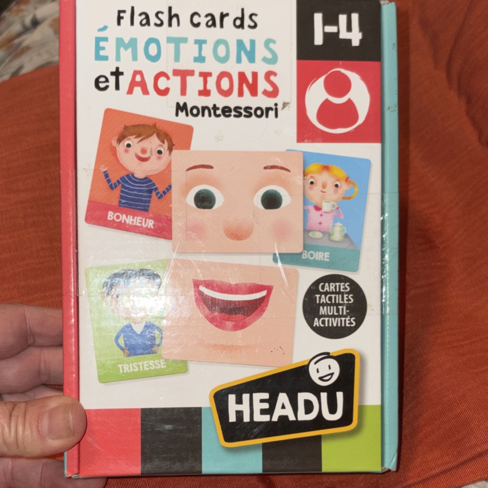HEADU Montessori Flash Cards Emotions & Actions, French, Multicolor Kids