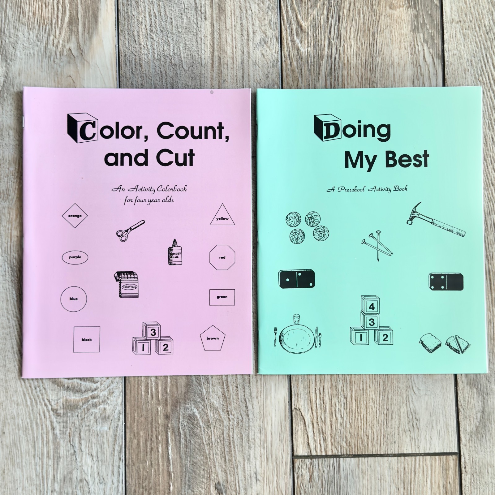4K Preschool Activity Workbooks Lot: Color, Count & Cut and Doing My Best