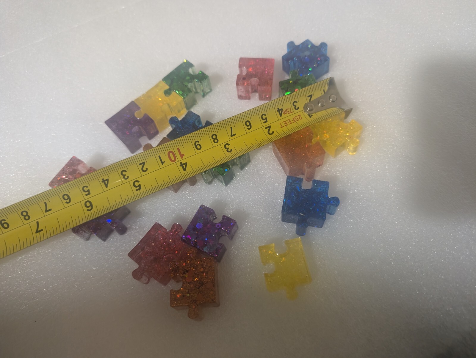 3d Block Sparkle Glitter Jigsaw Pieces Purple Green Resin Acrylic Crystal Puzzle