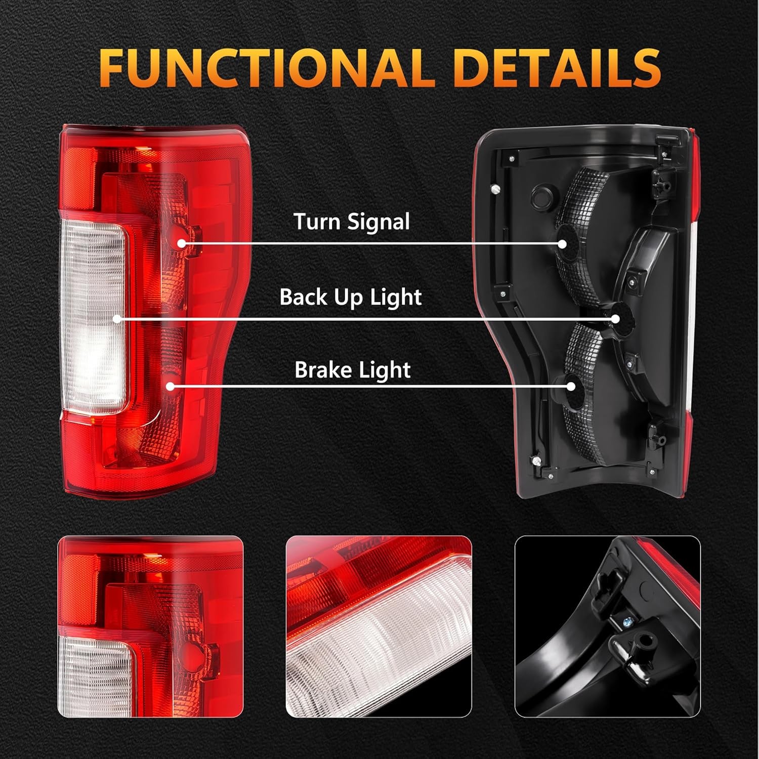 Tail Light Compatible With 2017-2019 Ford F-250 F-350 Super Duty Right Passenger