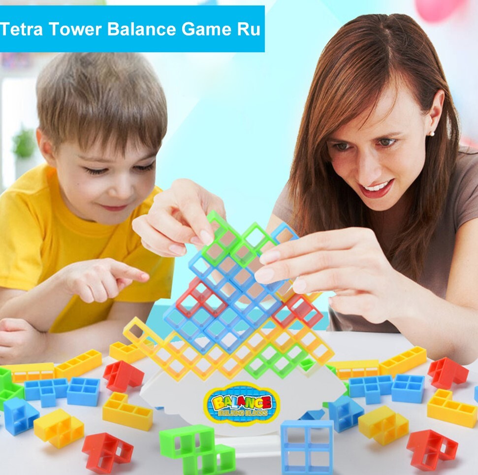 Tetra Tower Balance Puzzle Board Game Building Block Toys For Kids & Adults