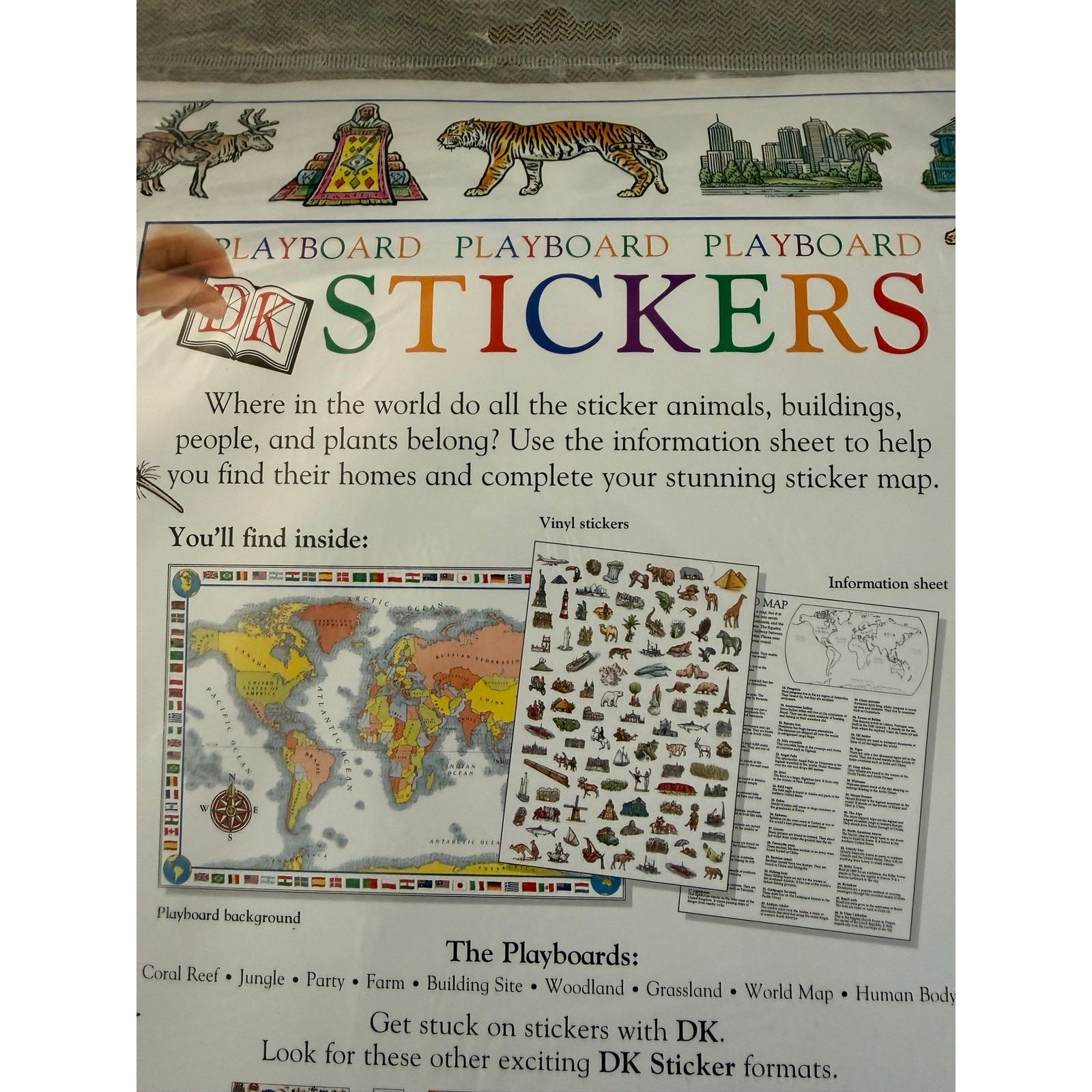 DK Stickers World Map Playboard Reusable Vinyl Stickers Educational Set