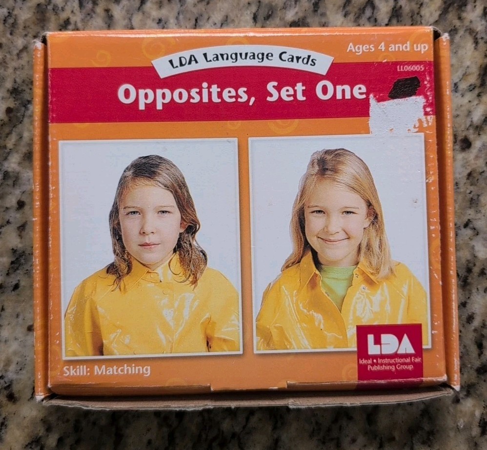 LDA Language cards Opposites Set One Skill Matching Elementary Homeschool