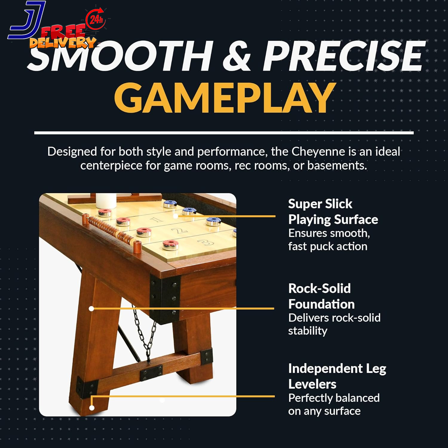 12 Ft Shuffleboard Table for Family Arcade Game Room with Poly-Coated Playfield