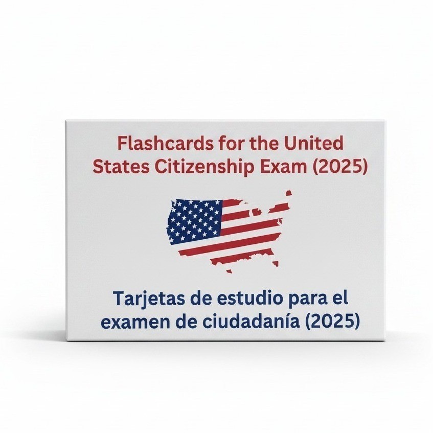 US Citizenship Exam Flashcards 2025 Bilingual Study Set Unisex Academic Spanish