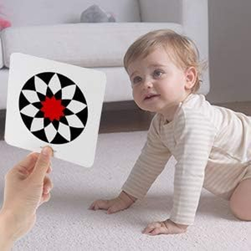 Beiens High Contrast Baby Flashcard, 80 Pcs 160 Page Black White Colorful Visual