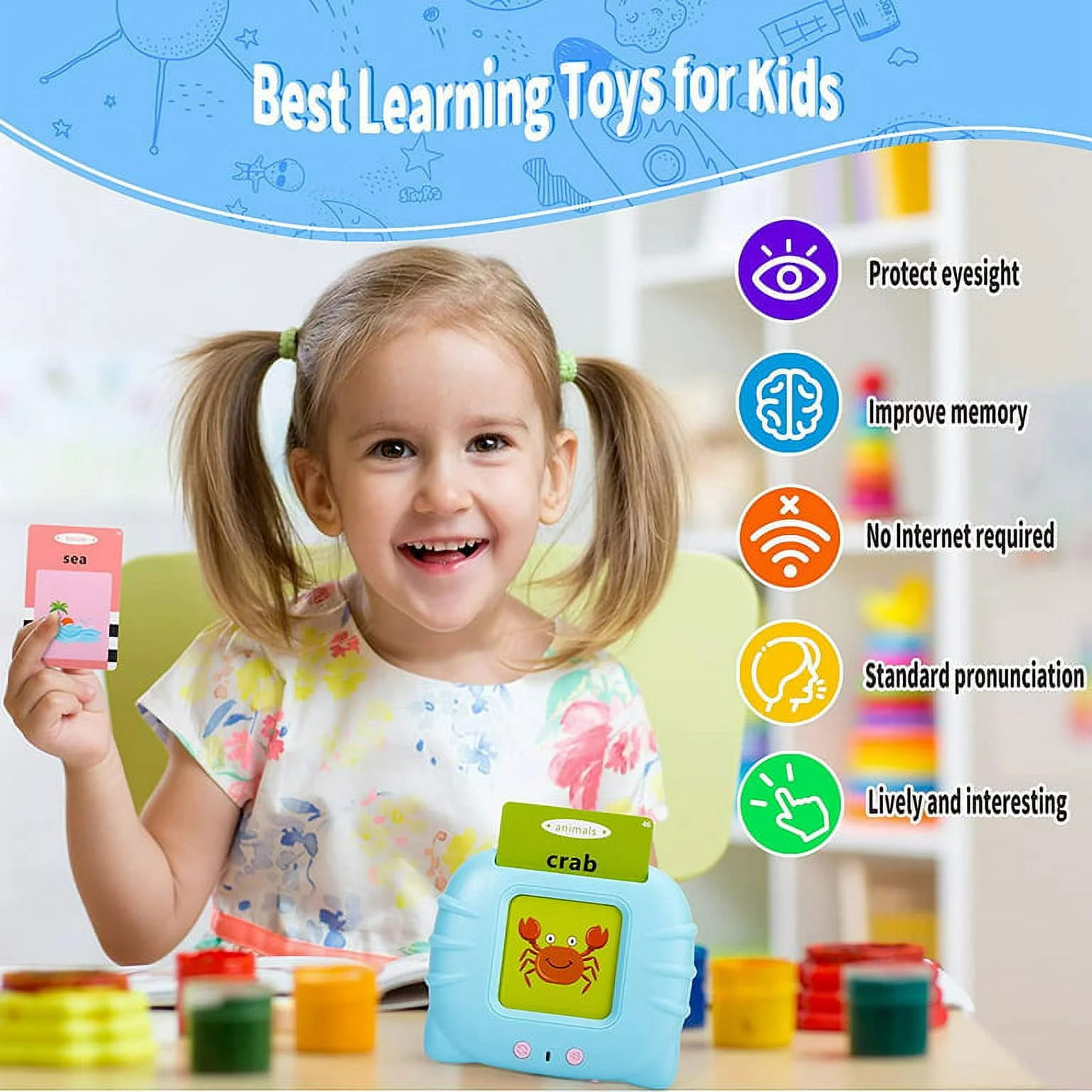 Talking Flash Cards Speech Therapy Toys-224 Sight Words Montessori Preschool Edu