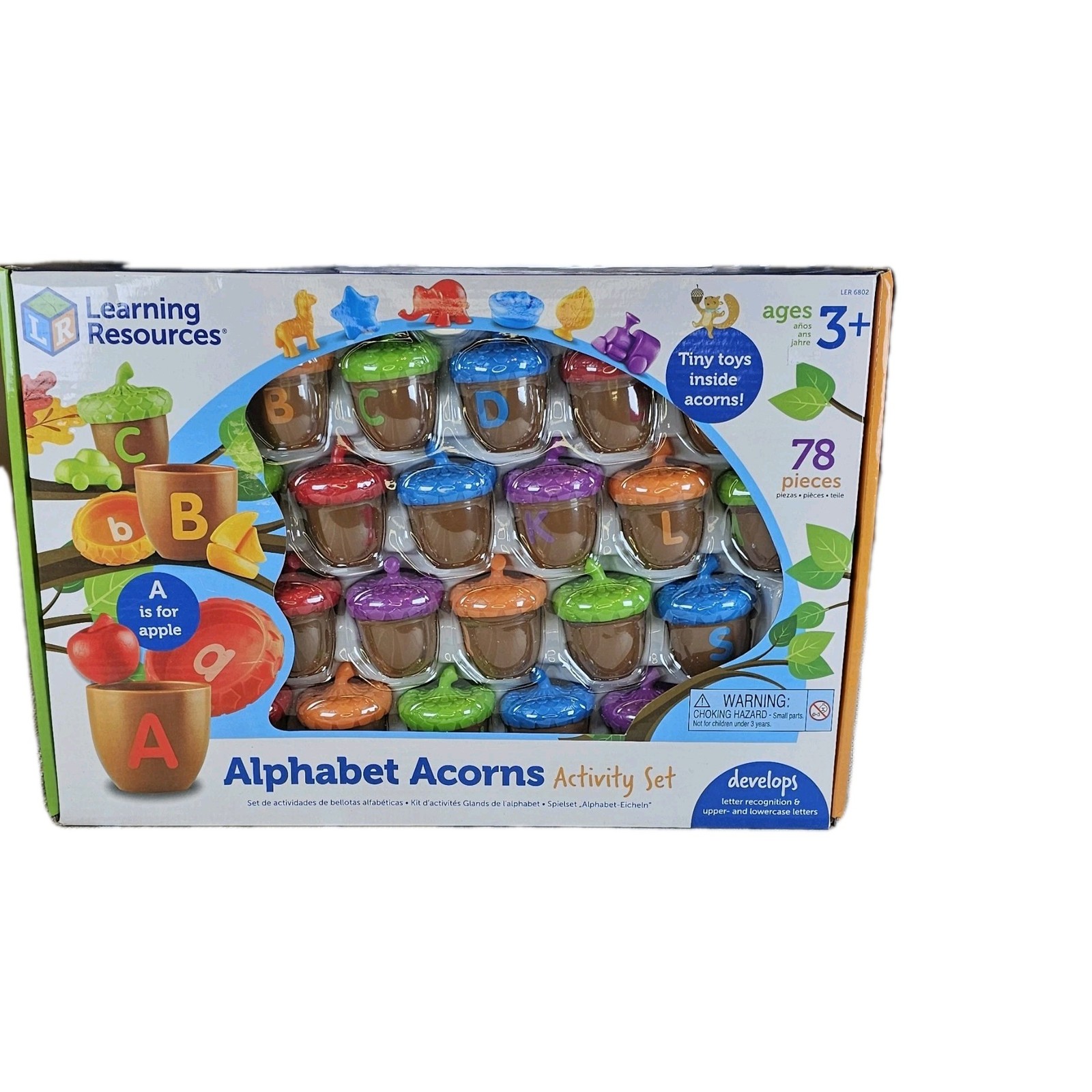 Learning Resources Alphabet Acorns Activity Set, 78 Pieces, Homeschooling New