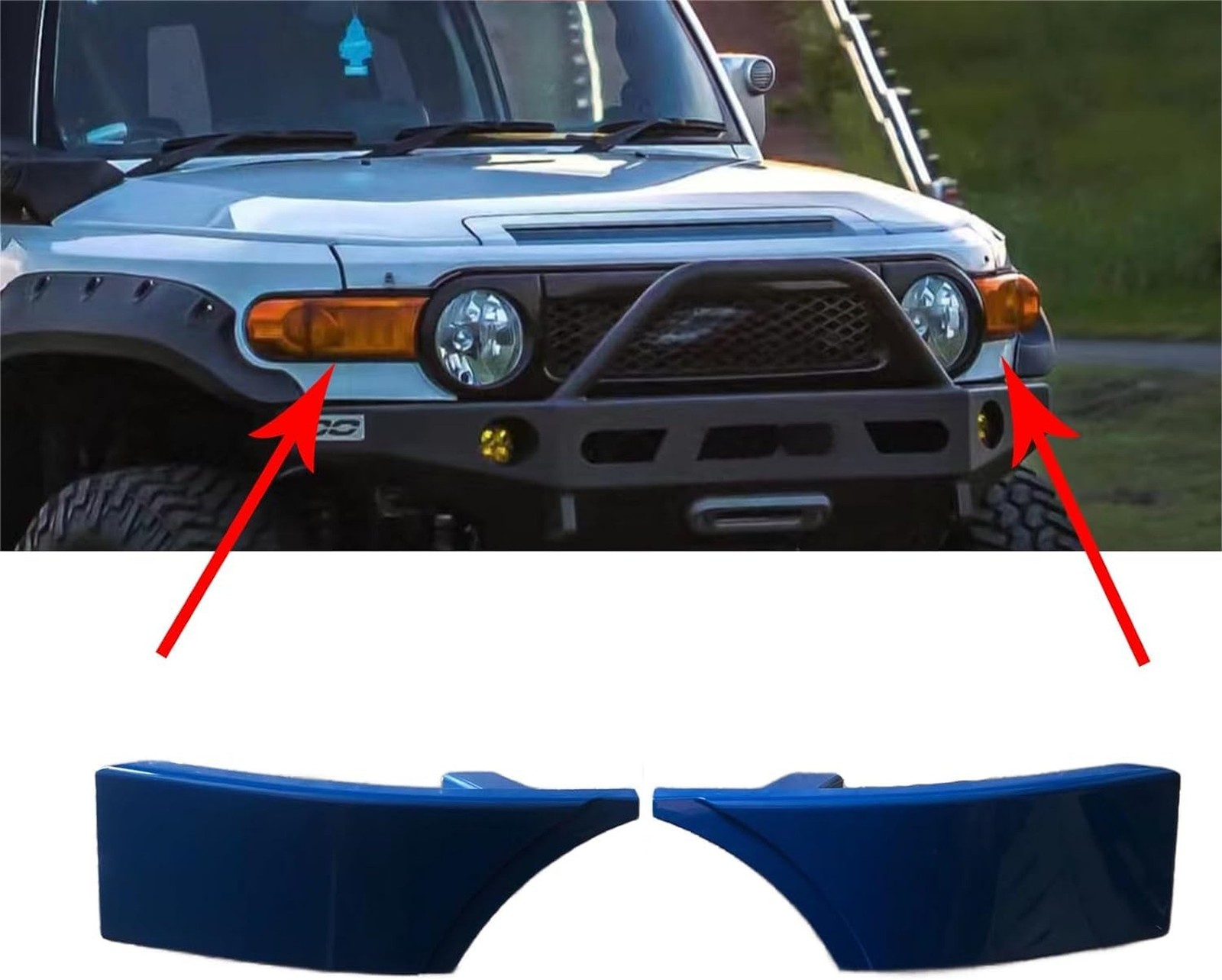 Headlight lower Trim Cover Cap for FJ Cruiser 2007-2014 Front Bumper Grille F…