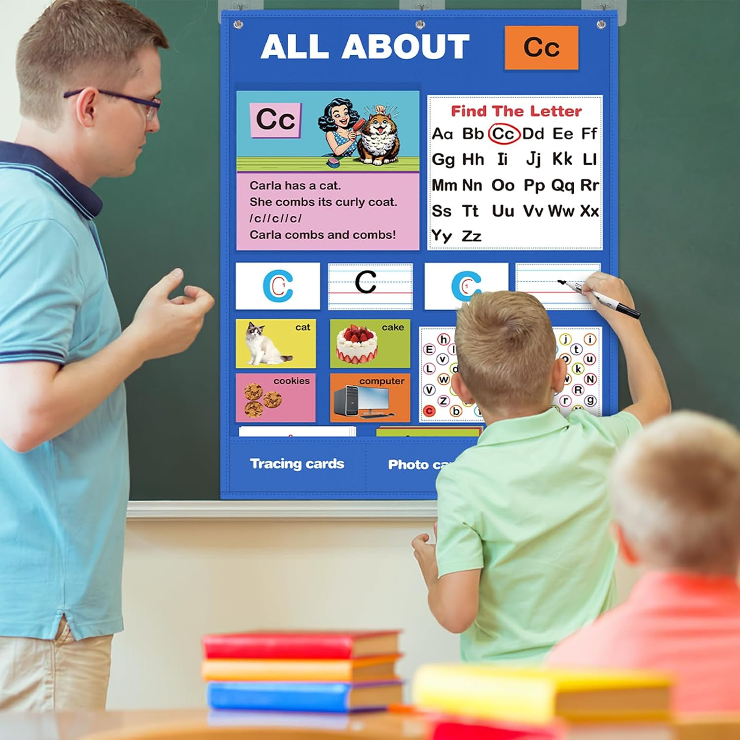 Alphabet Learning Pocket Chart, Alphabet Wall Chart for Toddlers 1-3, Handwritin
