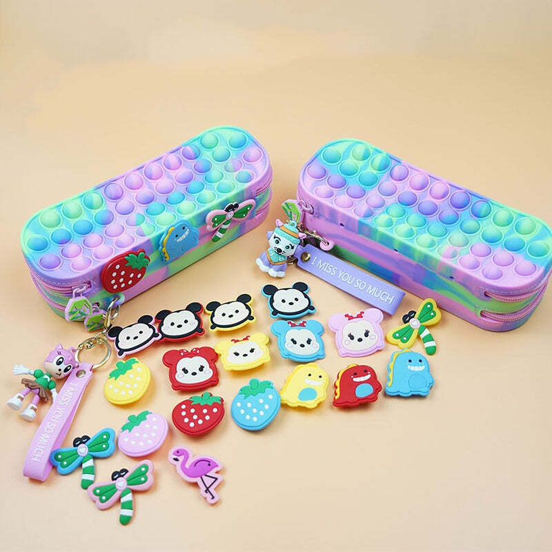 Layers Large Pencil Bag Fidget Toys Pop New Two Push Bubble Stress Antistress So
