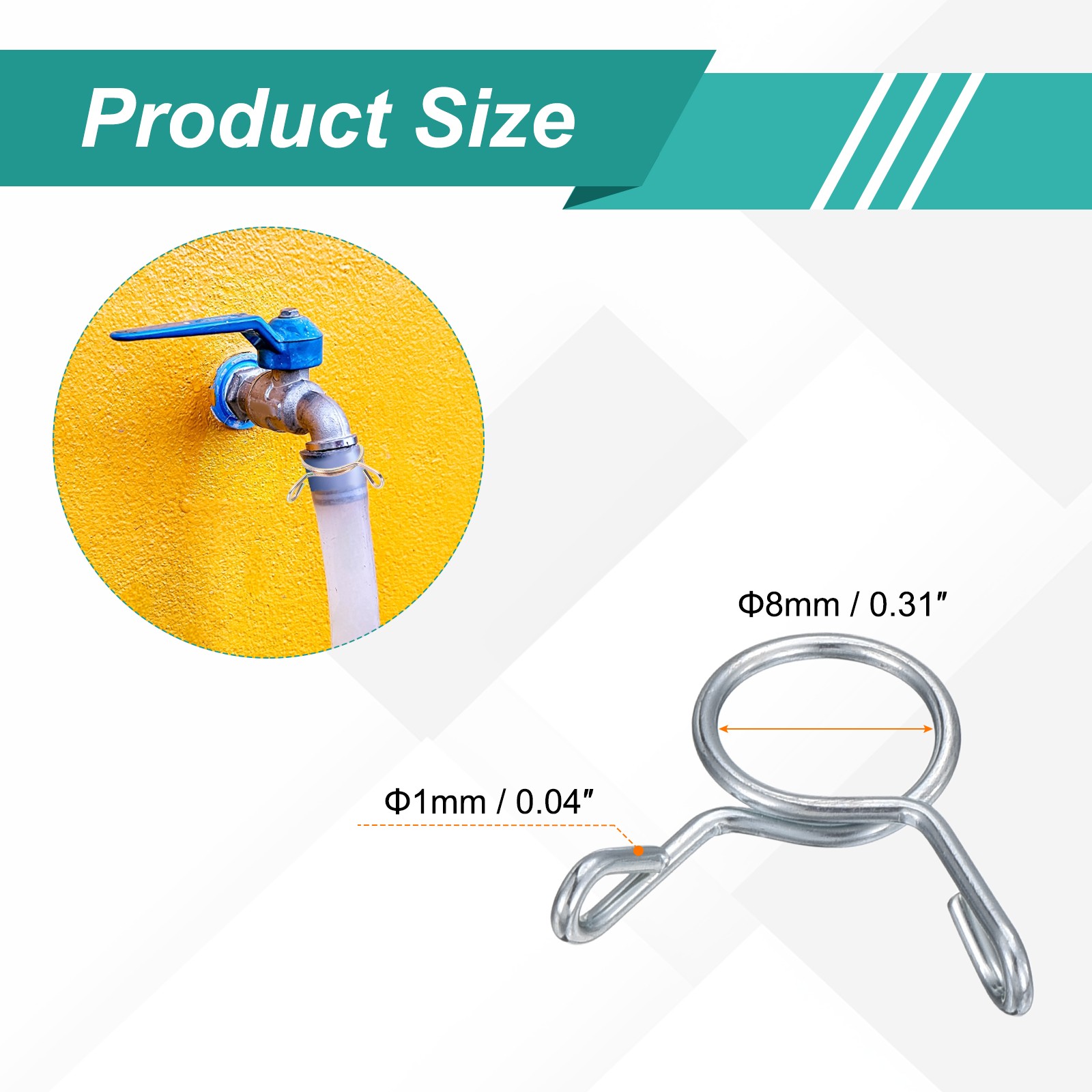 30Pcs 8mm ID 8mm Clamp Dia. Fuel Line Hose Clips Spring Clips Clamps, Blue White