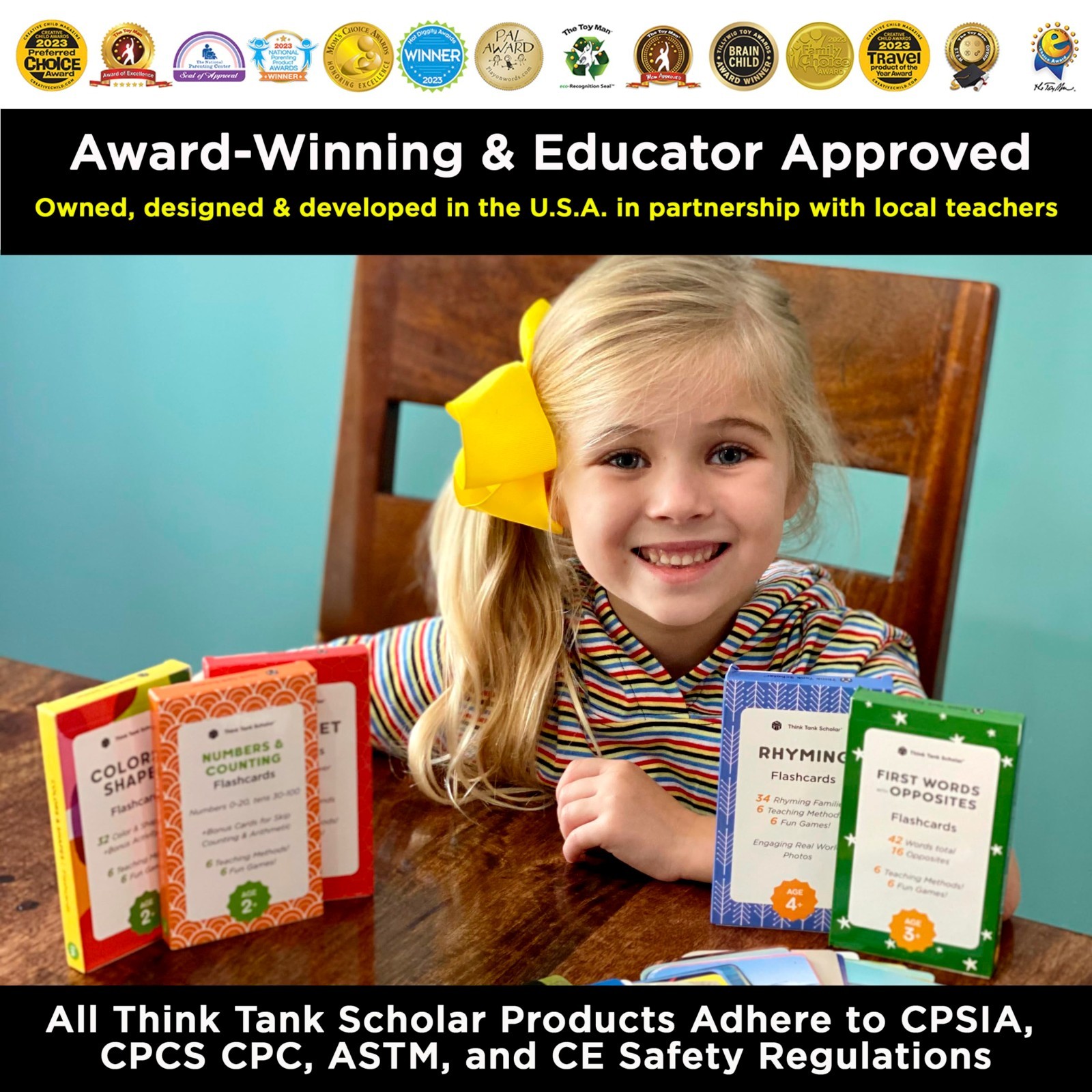 Educational Flash Cards Set for Kids – 180 Jumbo Cards for Learning Alphabet, Nu