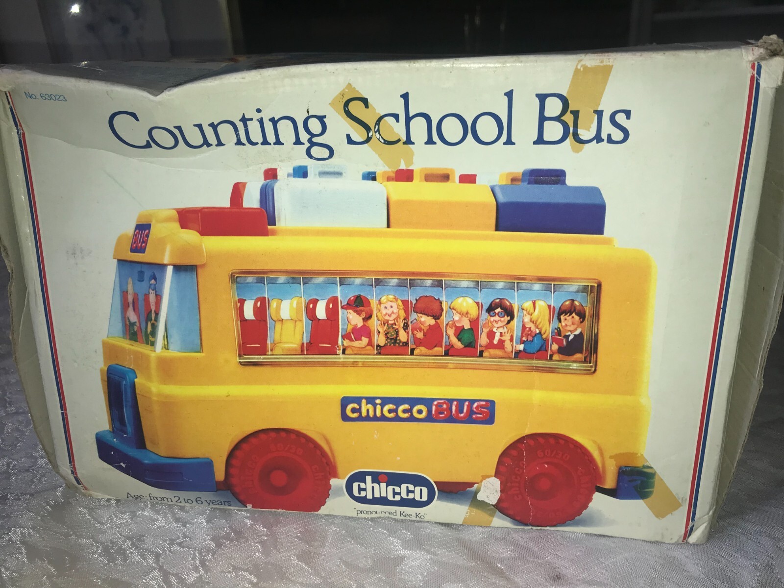 RARE Vintage CHICCO Italy 63023 COUNTING Numbers SCHOOL BUS Works Great COMPLETE