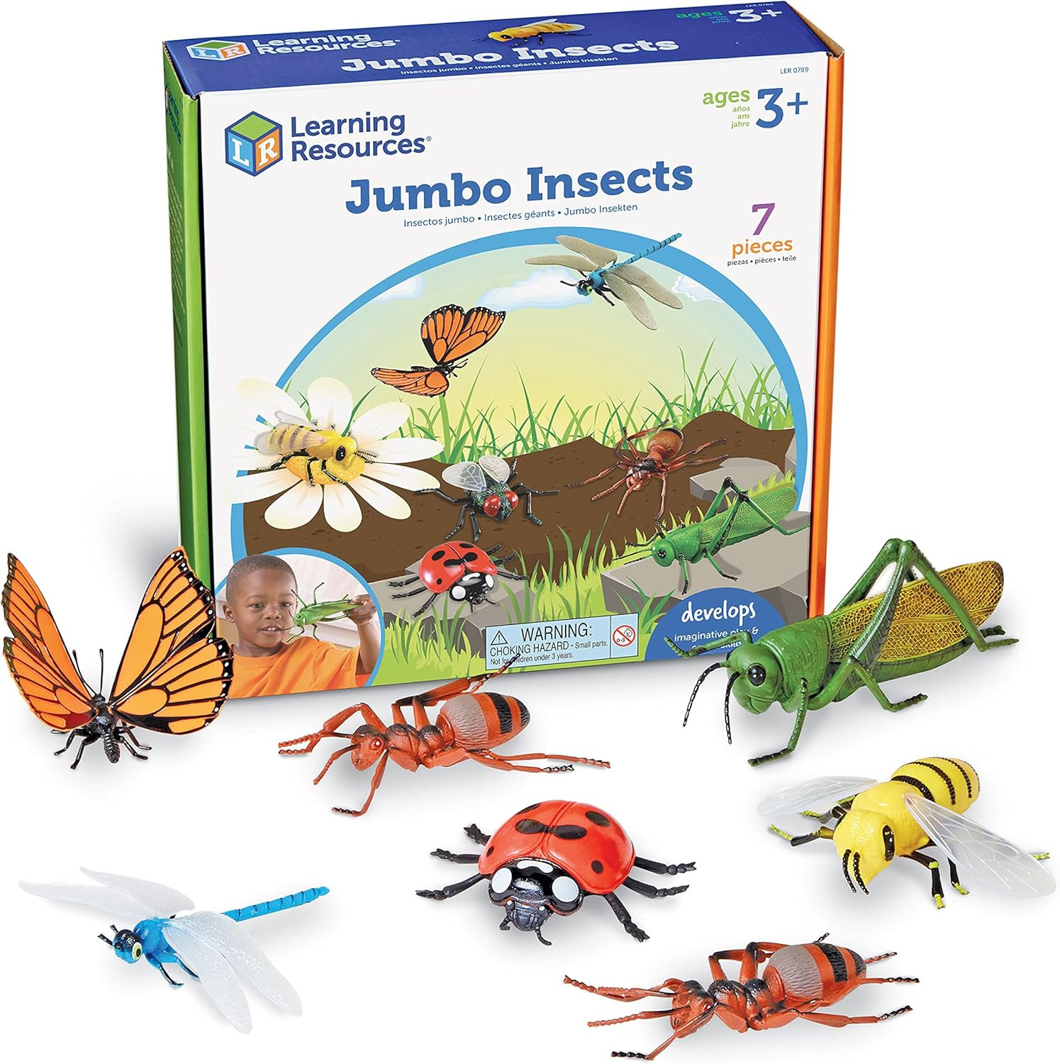 Jumbo Insects – 7 Pieces, Ages 3+ Toddler Learning Toys, Animal Toys for Kids, P