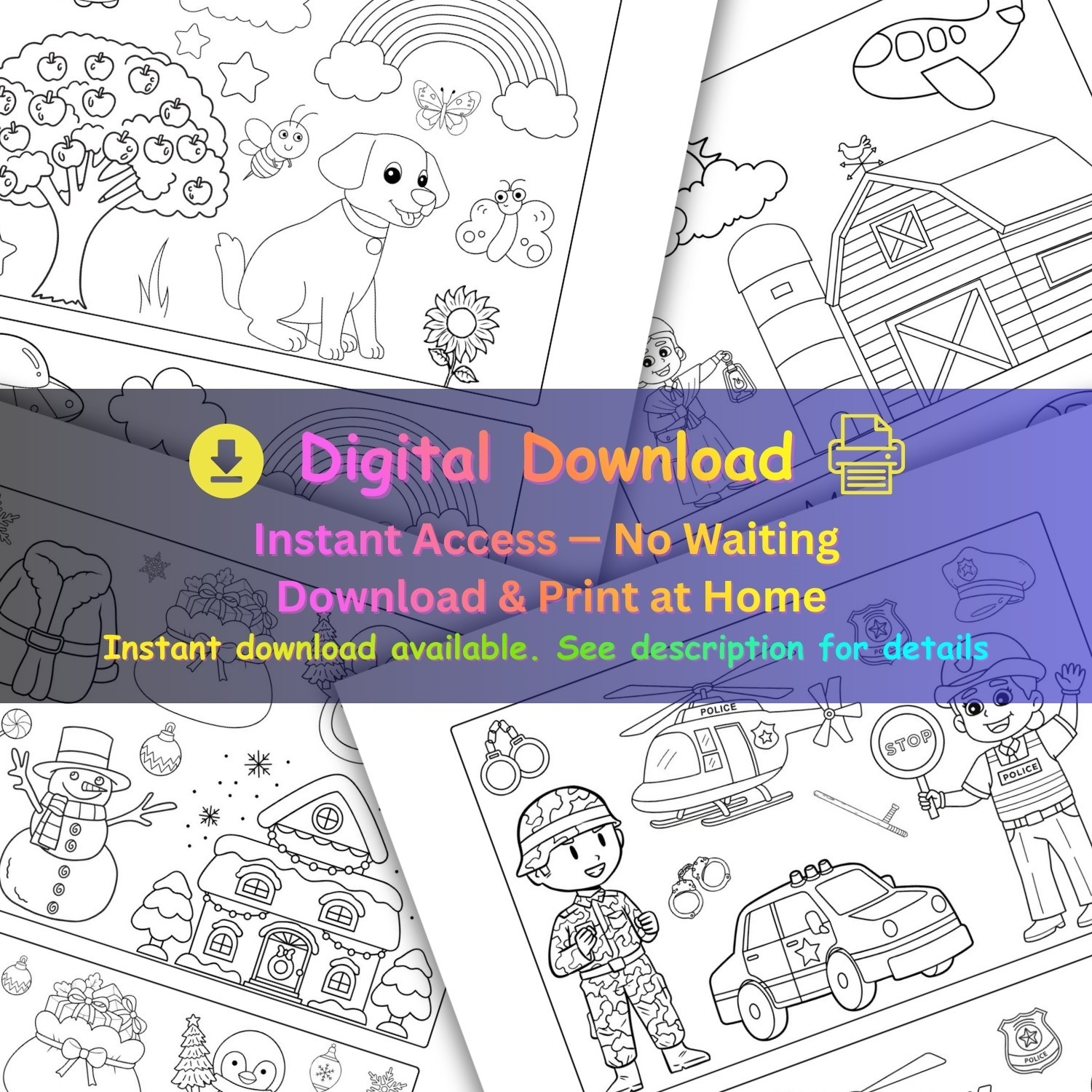 Find the Differences Coloring Worksheets for Kids | Printable Activity Pages