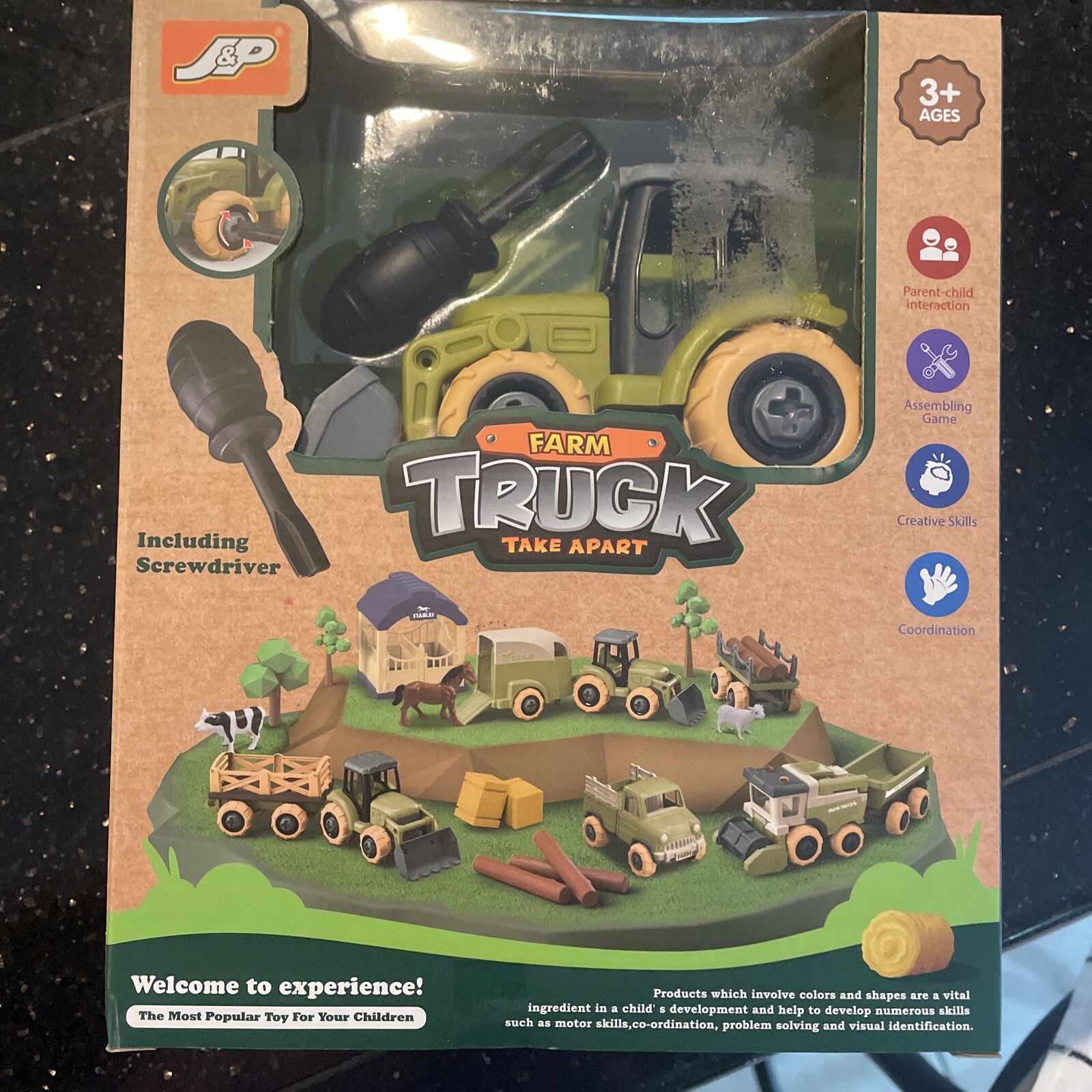 MARIBUS-FL EDUCATIONAL KIDS TAKE APART PRETEND PLAY KIT FARM TRUCK ANIMALS NIB