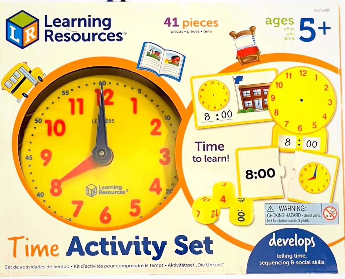 Learning Resources Time Activity Set 41 PCS, Ages 5+ Multi-Color Game NOBOX NEW