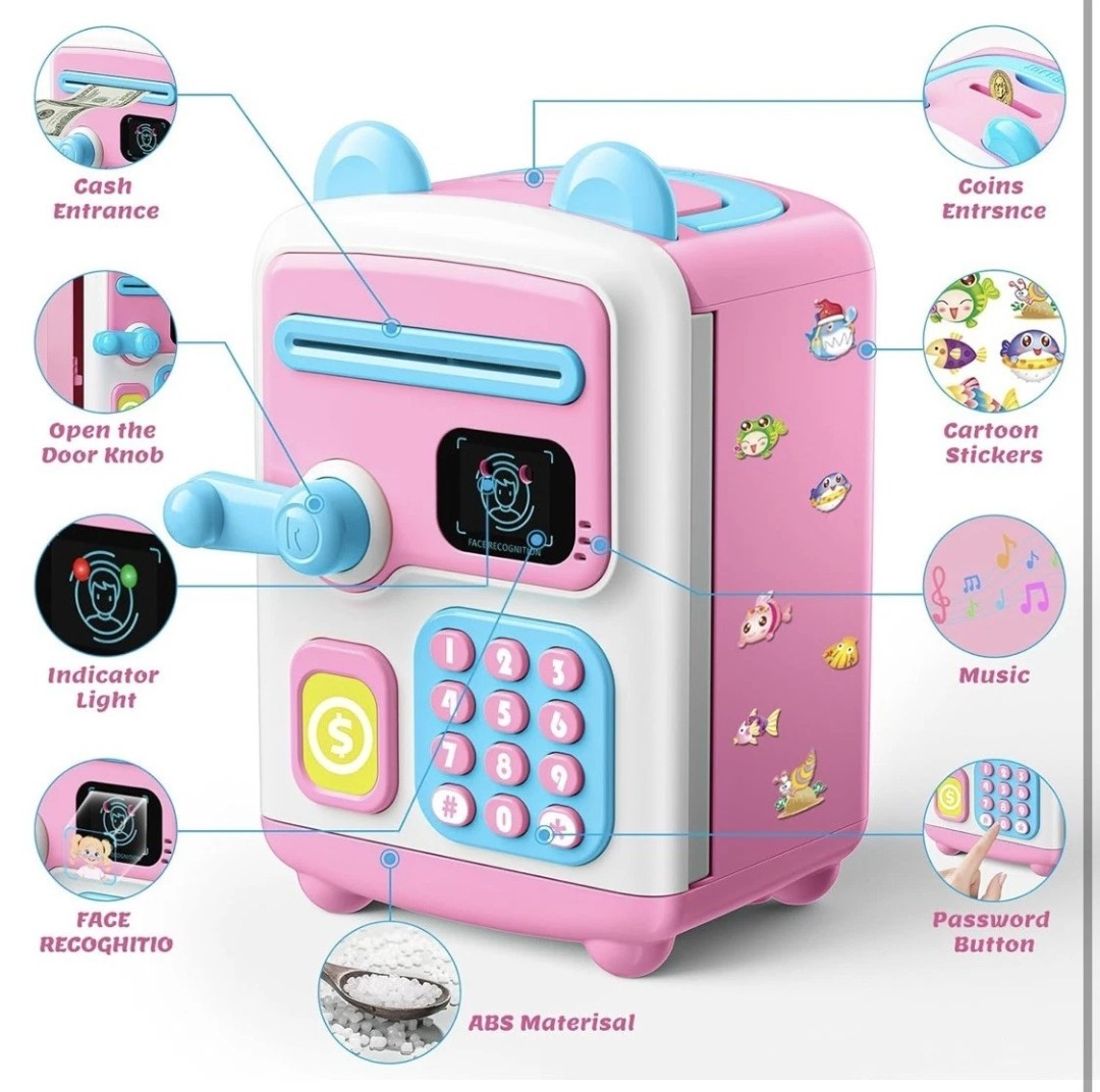 JU-YE Face Recognition Money Box NO.7013A PINK Plastic Piggy Bank-NEW