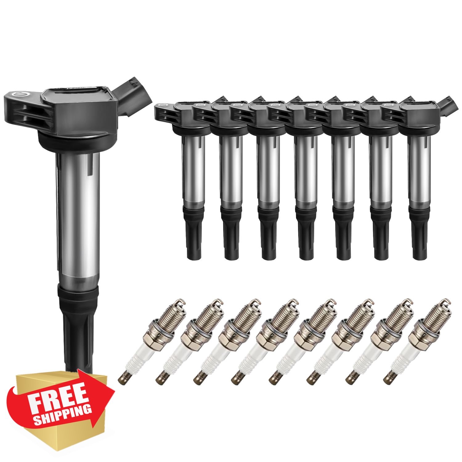 Ignition Coil Pack 90919-02255 and Iridium Spark Plugs (Set of 8) Compatible …
