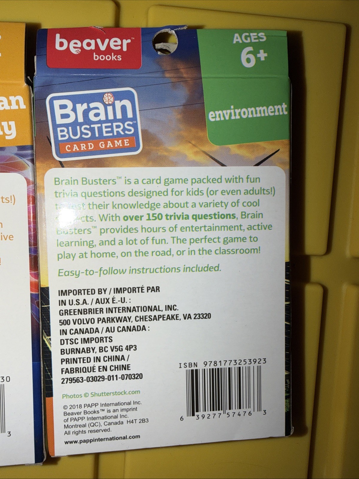 Brain Busters Card Game Set Of 3 Ages 6+ Dinosaurs, Human Body, Environment