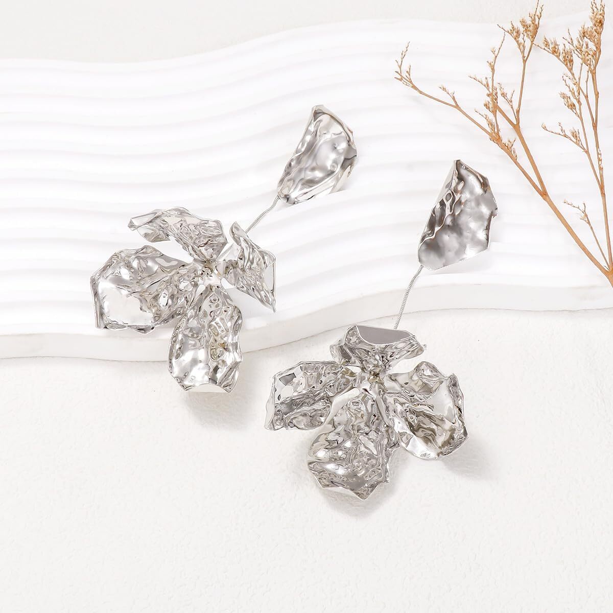Gold Petal Earrings for Women Dangle Earrings Flower Dangle Drop Earrings