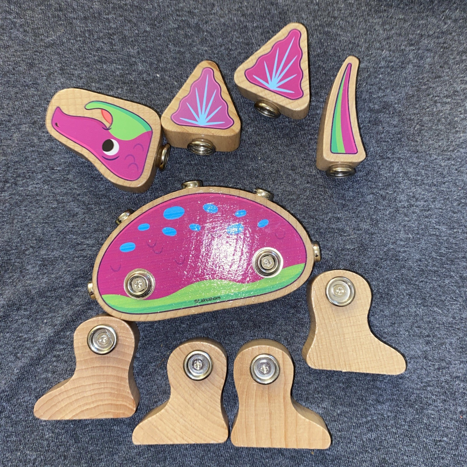Snap Dinosaur Wooden Toy Set- Mix & Match 37 Pieces — NOT COMPLETE