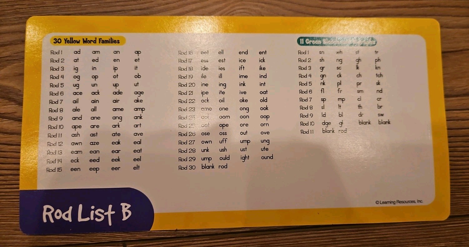 Learning Resources Phonics Activity Set Reading Rods Word Building Purple Kit