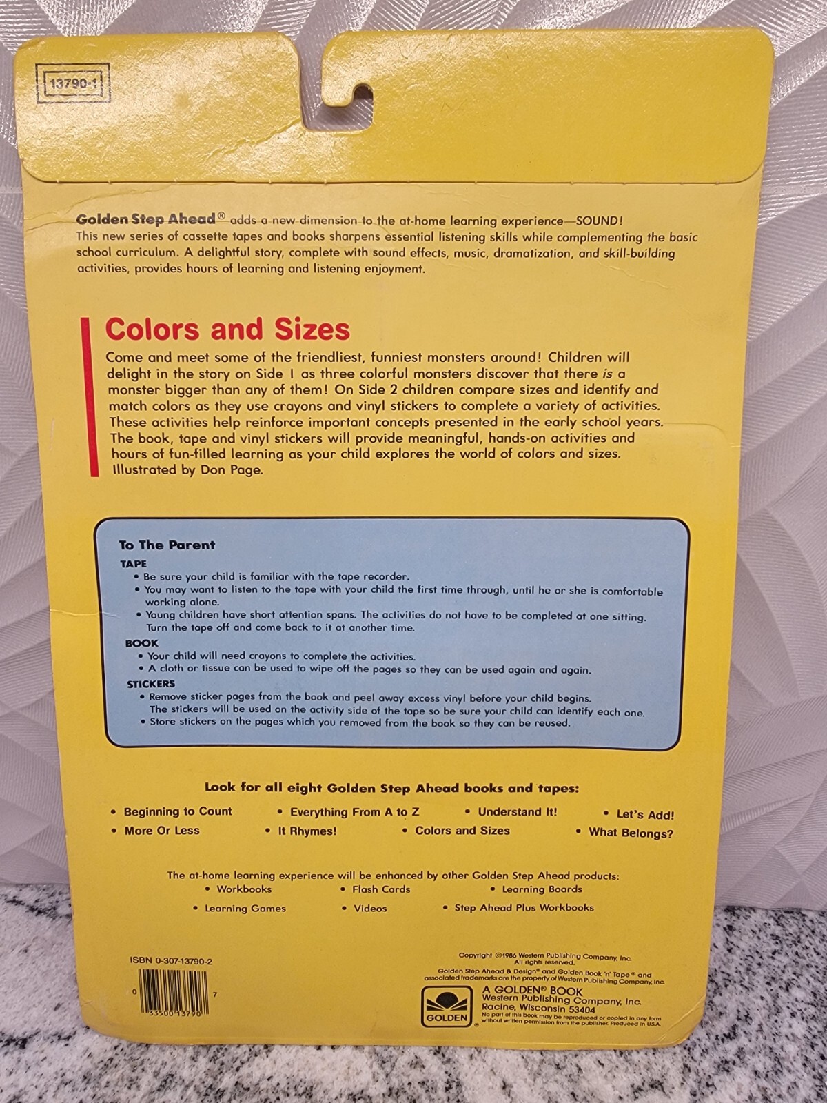Golden Activity Book & Tape set NEW SEALED Colors And Sizes Vintage NOS